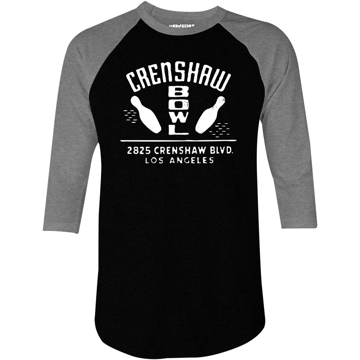 Crenshaw Bowl - Los Angeles, CA - Vintage Bowling Alley - 3/4 Sleeve Raglan T-Shirt