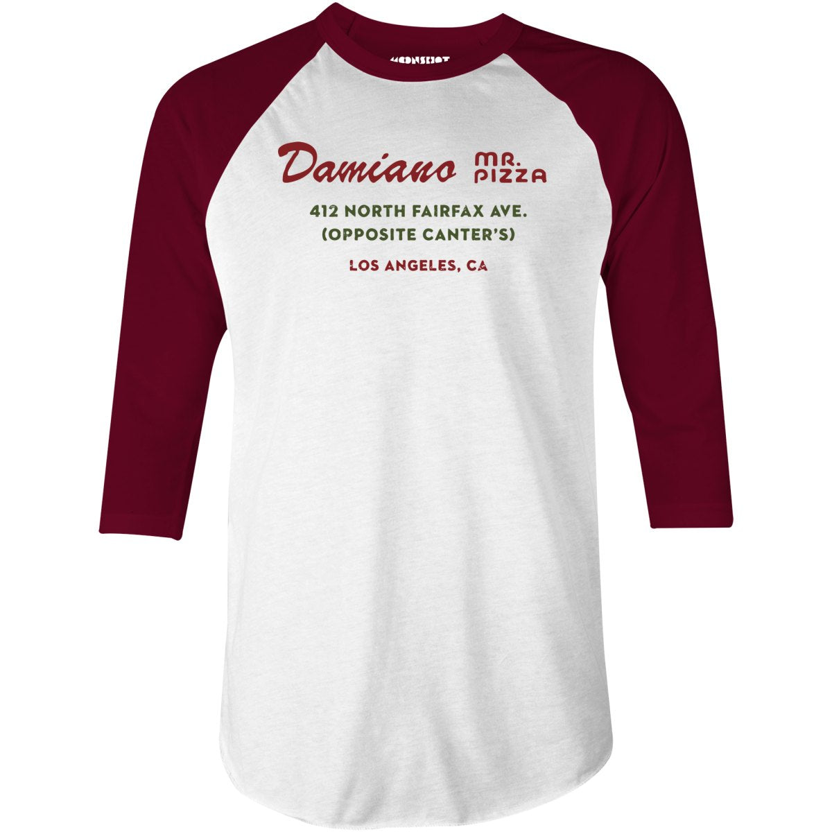 Damiano Mr. Pizza - Los Angeles, CA - Vintage Restaurant - 3/4 Sleeve Raglan T-Shirt