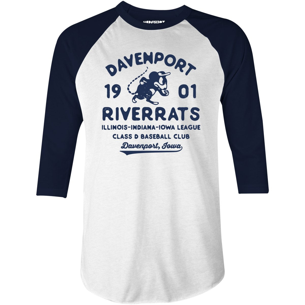 Davenport River Rats - Iowa - Vintage Defunct Baseball Teams - 3/4 Sleeve Raglan T-Shirt