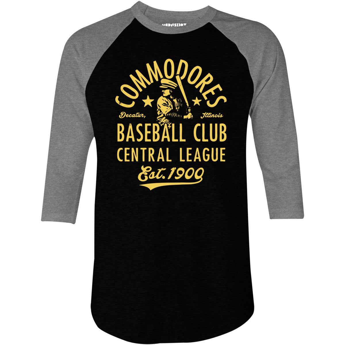 Decatur Commodores - Illinois - Vintage Defunct Baseball Teams - 3/4 Sleeve Raglan T-Shirt