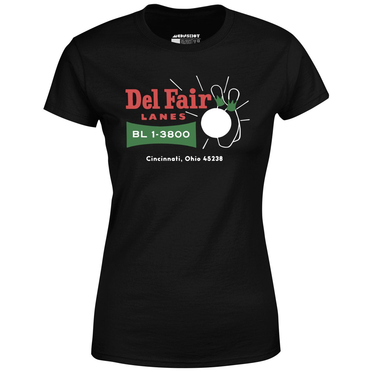 Del Fair Lanes v2 - Cincinnati, OH - Vintage Bowling Alley - Women's T-Shirt