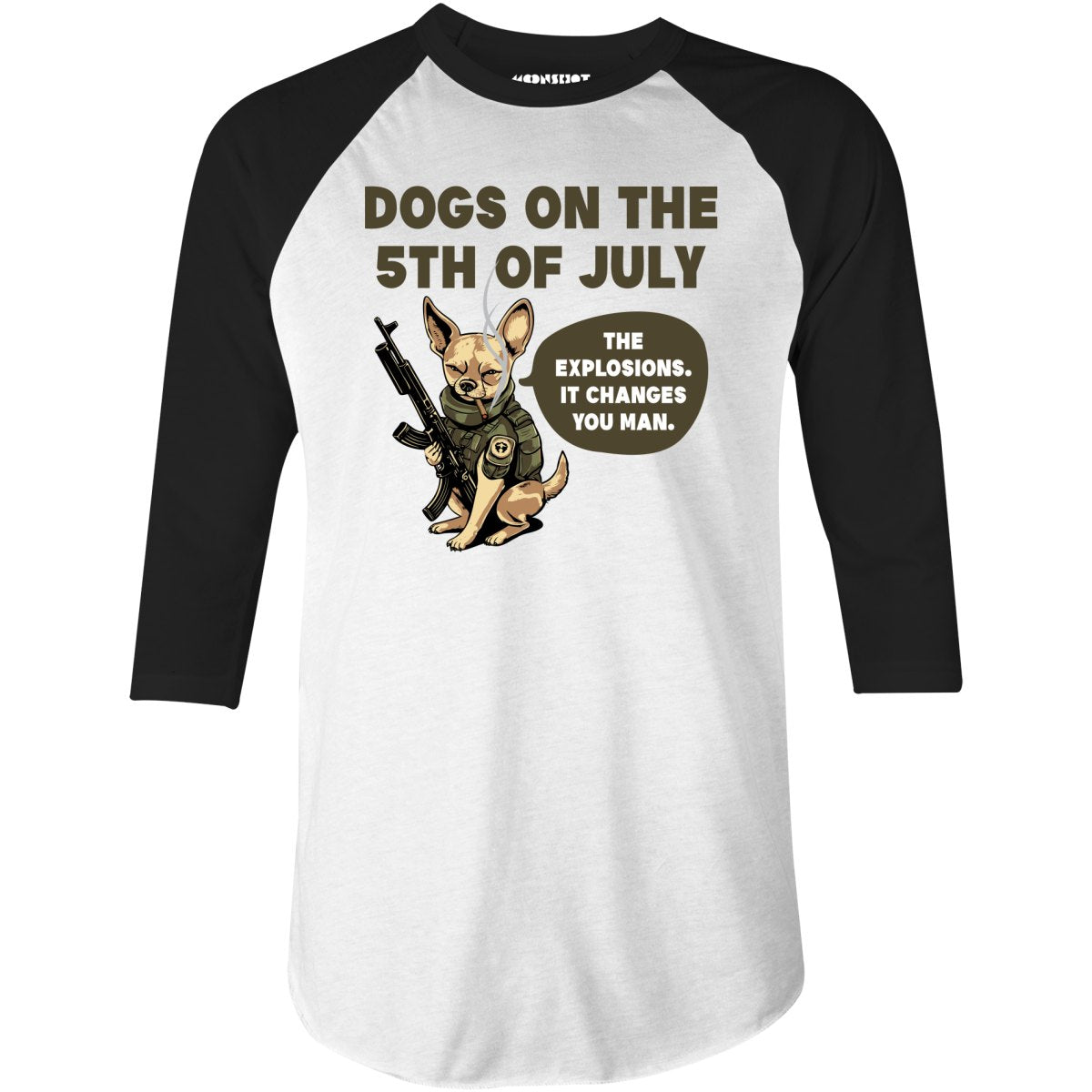 Dogs on the 5th of July - 3/4 Sleeve Raglan T-Shirt
