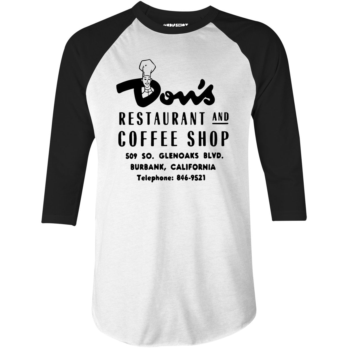 Don's Restaurant & Coffee Shop - Burbank, CA - Vintage Restaurant - 3/4 Sleeve Raglan T-Shirt