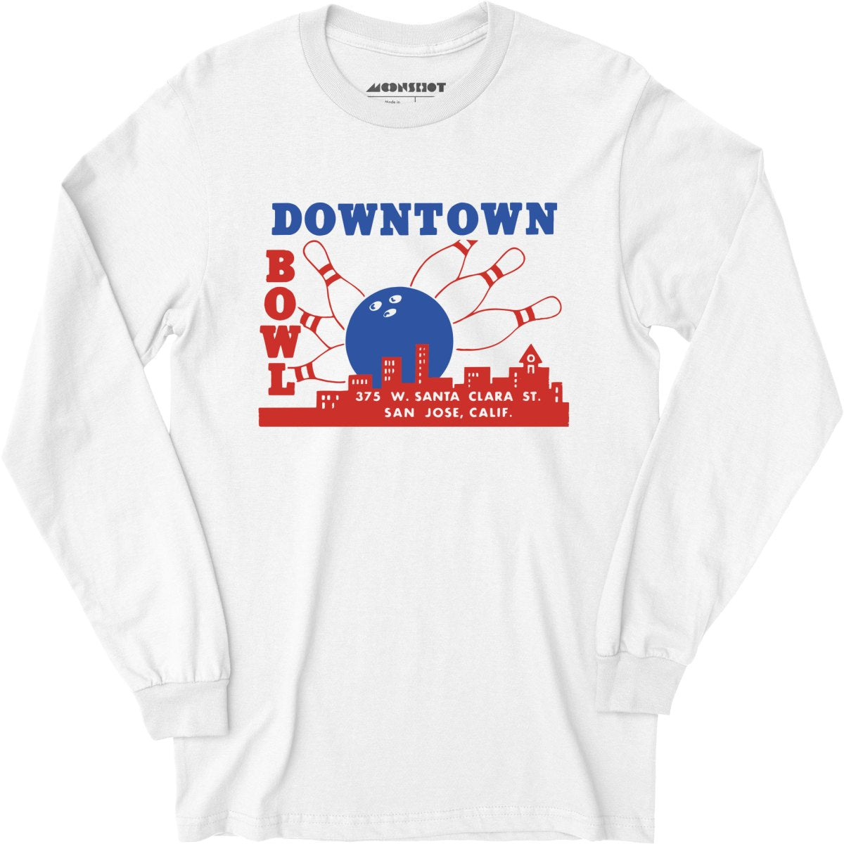 Downtown Bowl - San Jose, CA - Vintage Bowling Alley - Long Sleeve T-Shirt