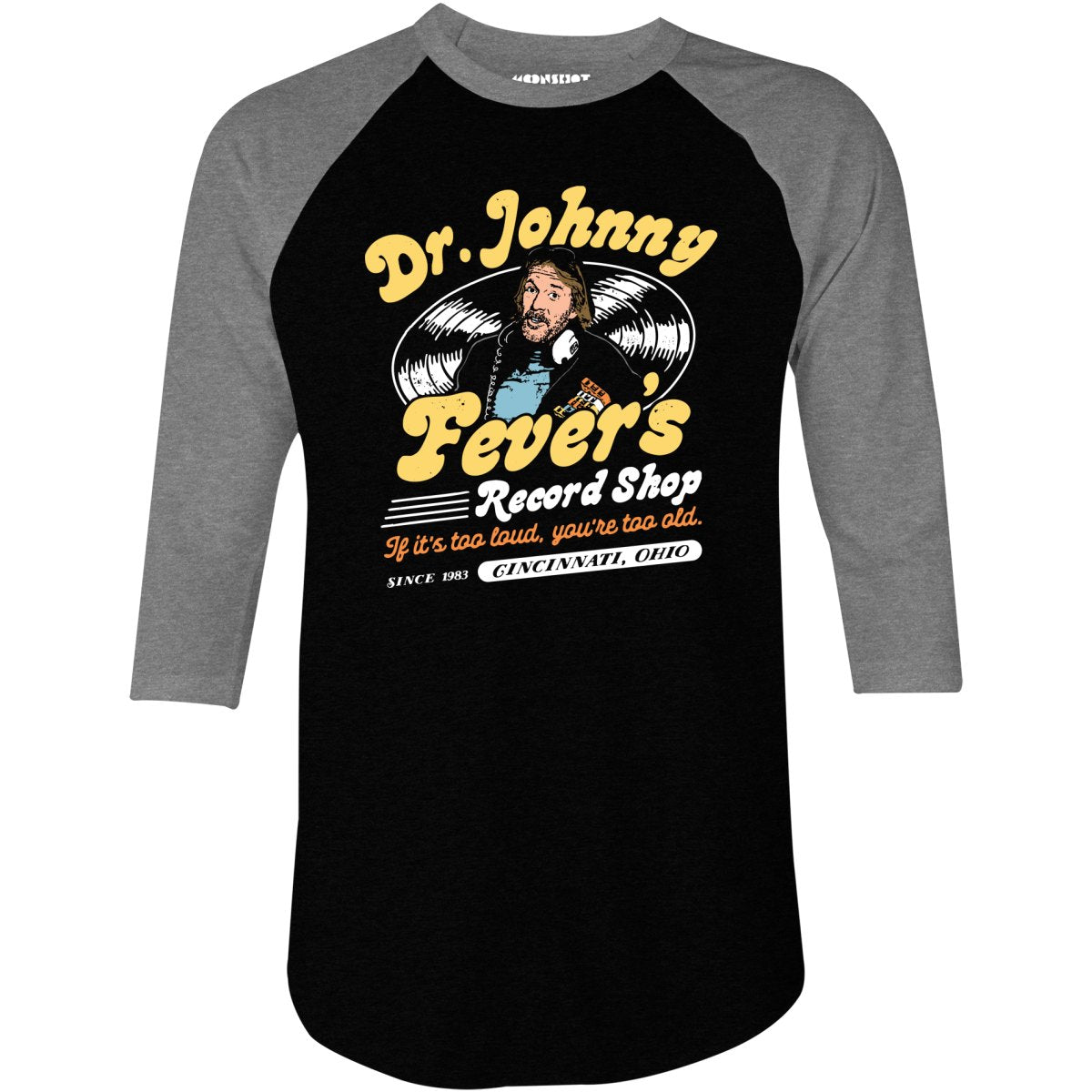 Dr. Johnny Fever's Record Shop - 3/4 Sleeve Raglan T-Shirt