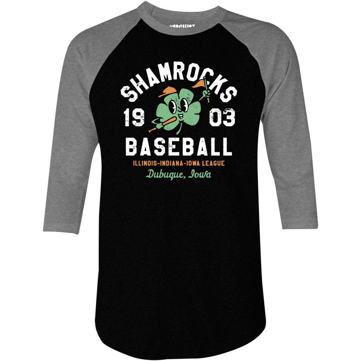 Dubuque Shamrocks - Iowa - Vintage Defunct Baseball Teams - 3/4 Sleeve Raglan T-Shirt