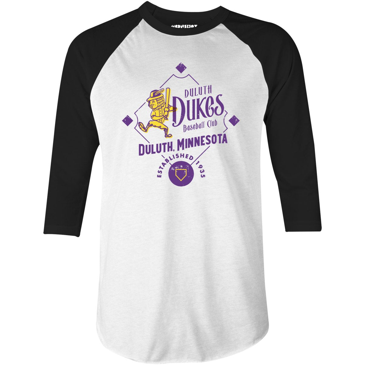 Duluth Dukes - Minnesota - Vintage Defunct Baseball Teams - 3/4 Sleeve Raglan T-Shirt