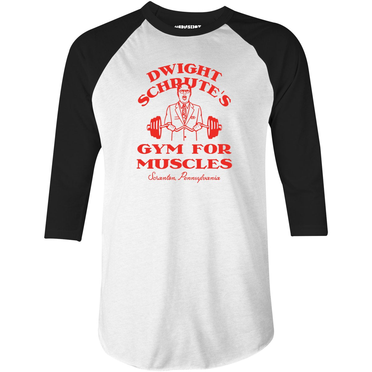 Dwight Schrute's Gym For Muscles - 3/4 Sleeve Raglan T-Shirt
