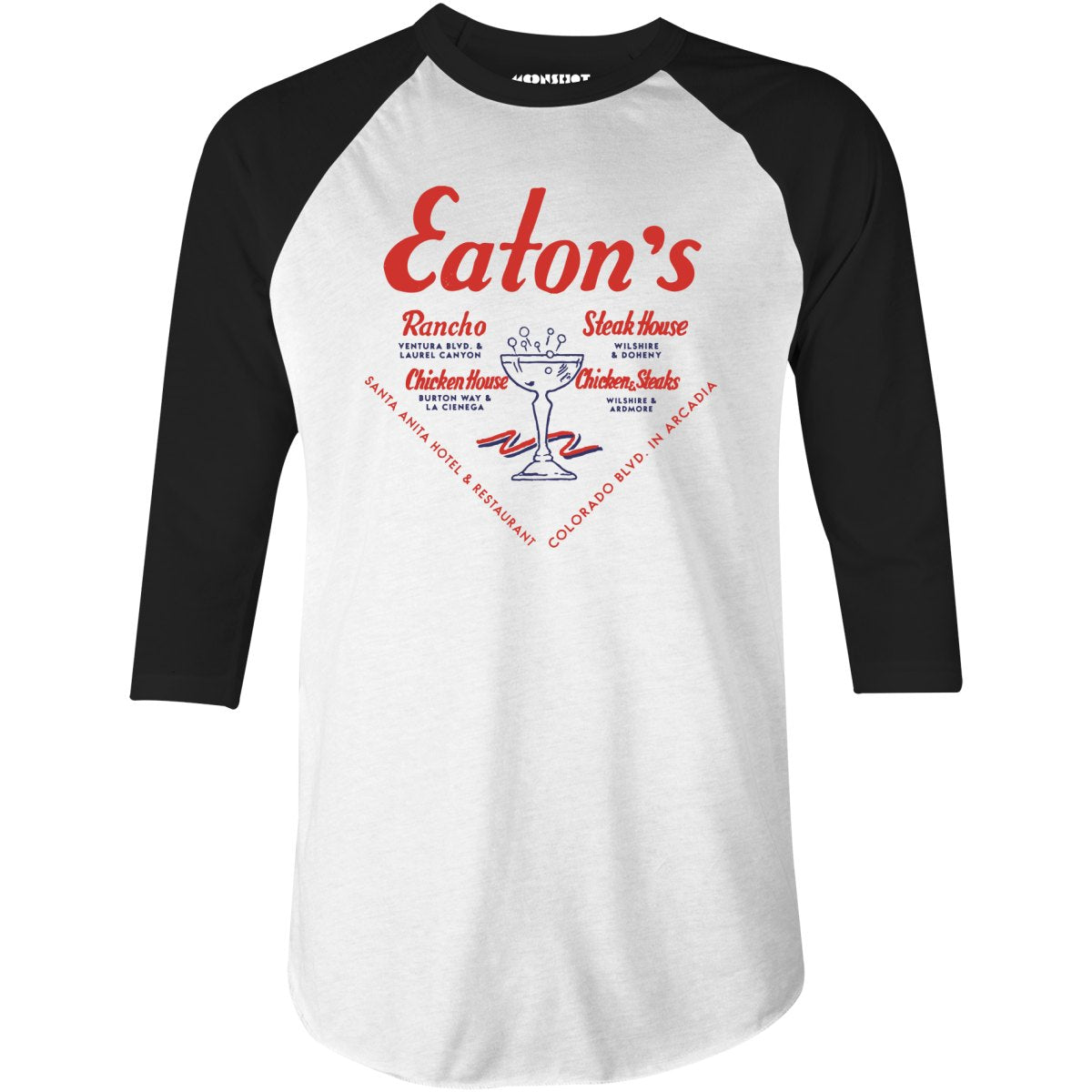 Eaton's Restaurants - Los Angeles, CA - Vintage Restaurant - 3/4 Sleeve Raglan T-Shirt