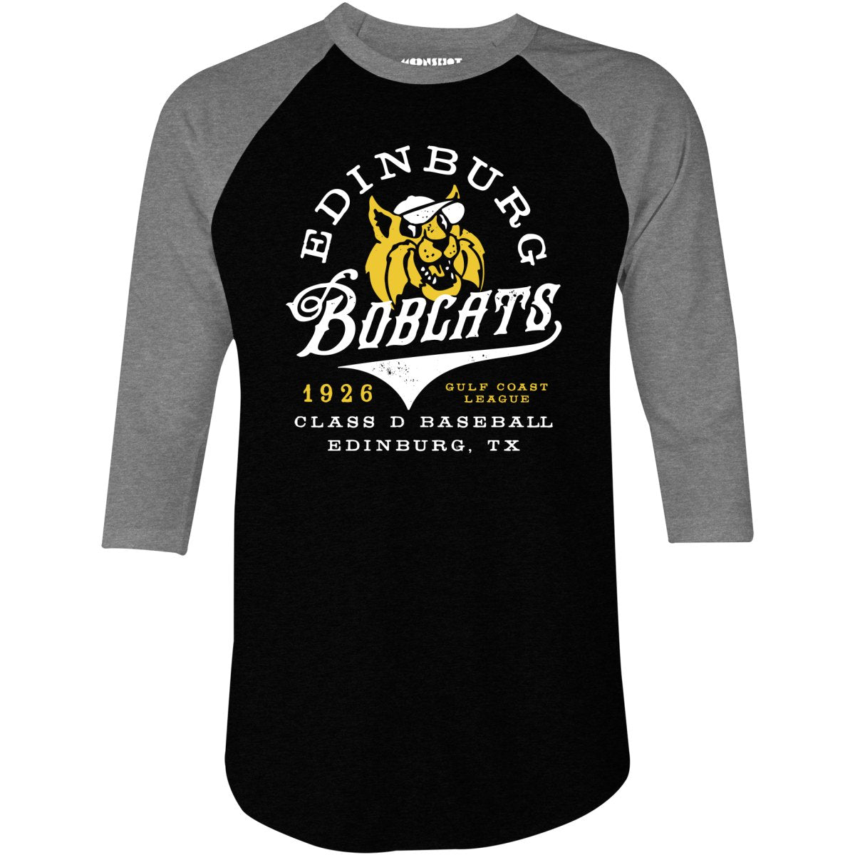 Edinburg Bobcats - Texas - Vintage Defunct Baseball Teams - 3/4 Sleeve Raglan T-Shirt