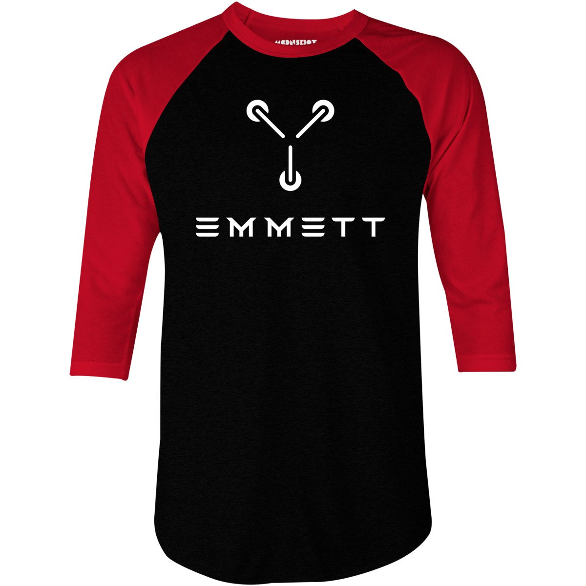 Emmett - Doc Brown Tesla Mashup - 3/4 Sleeve Raglan T-Shirt