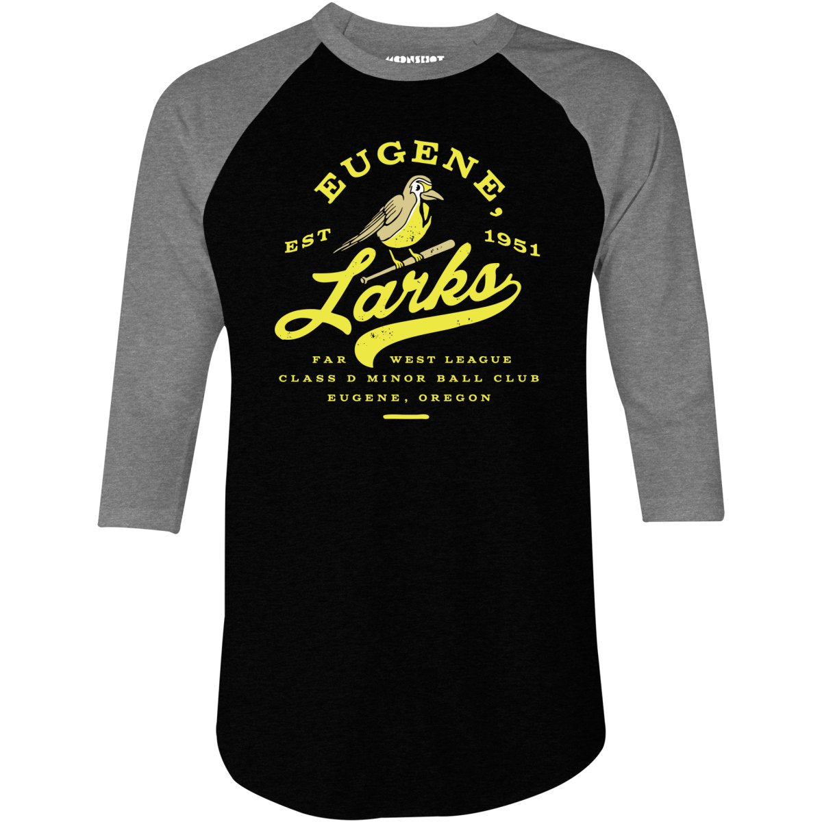Eugene Larks - Oregon - Vintage Defunct Baseball Teams - 3/4 Sleeve Raglan T-Shirt