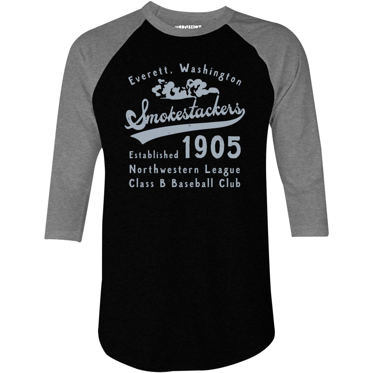 Everett Smokestackers - Washington - Vintage Defunct Baseball Teams - 3/4 Sleeve Raglan T-Shirt