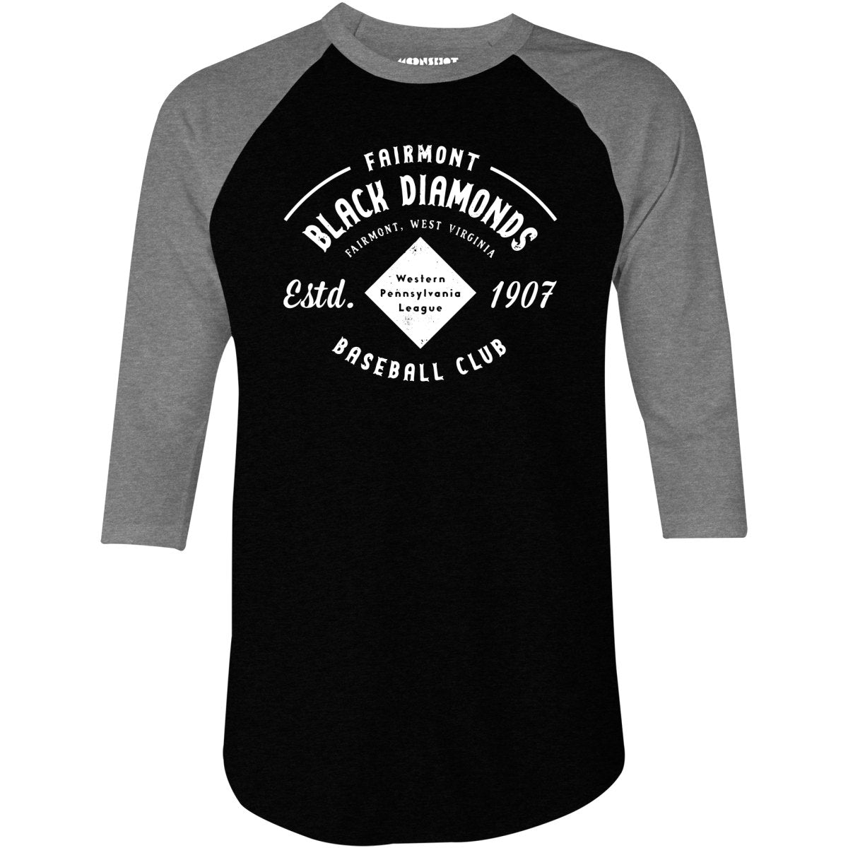 Fairmont Black Diamonds - West Virginia - Vintage Defunct Baseball Teams - 3/4 Sleeve Raglan T-Shirt