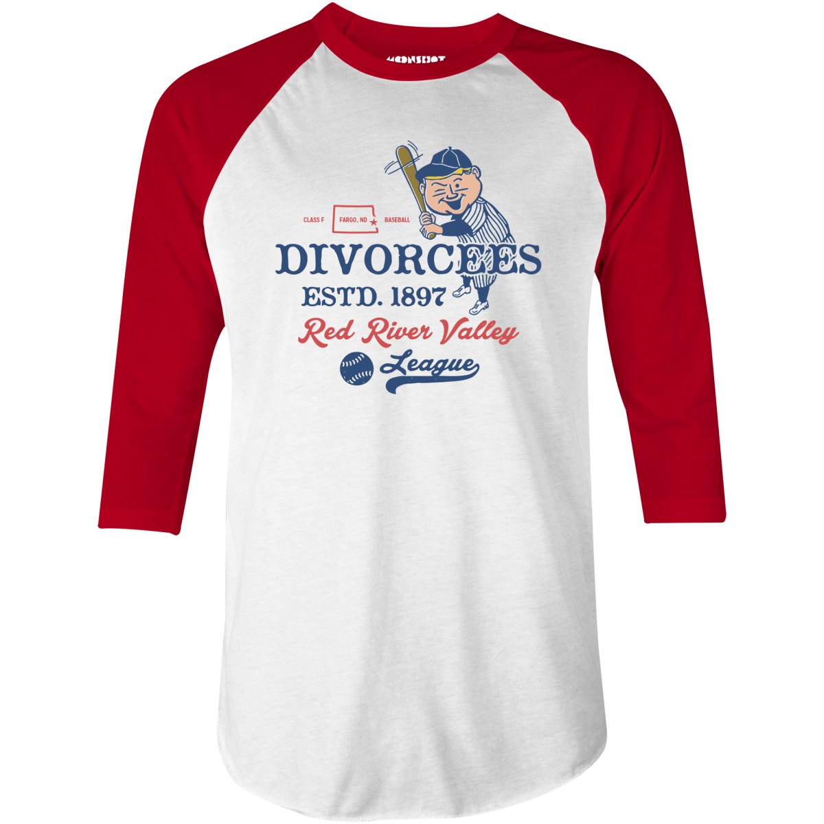 Fargo Divorcees - North Dakota - Vintage Defunct Baseball Teams - 3/4 Sleeve Raglan T-Shirt