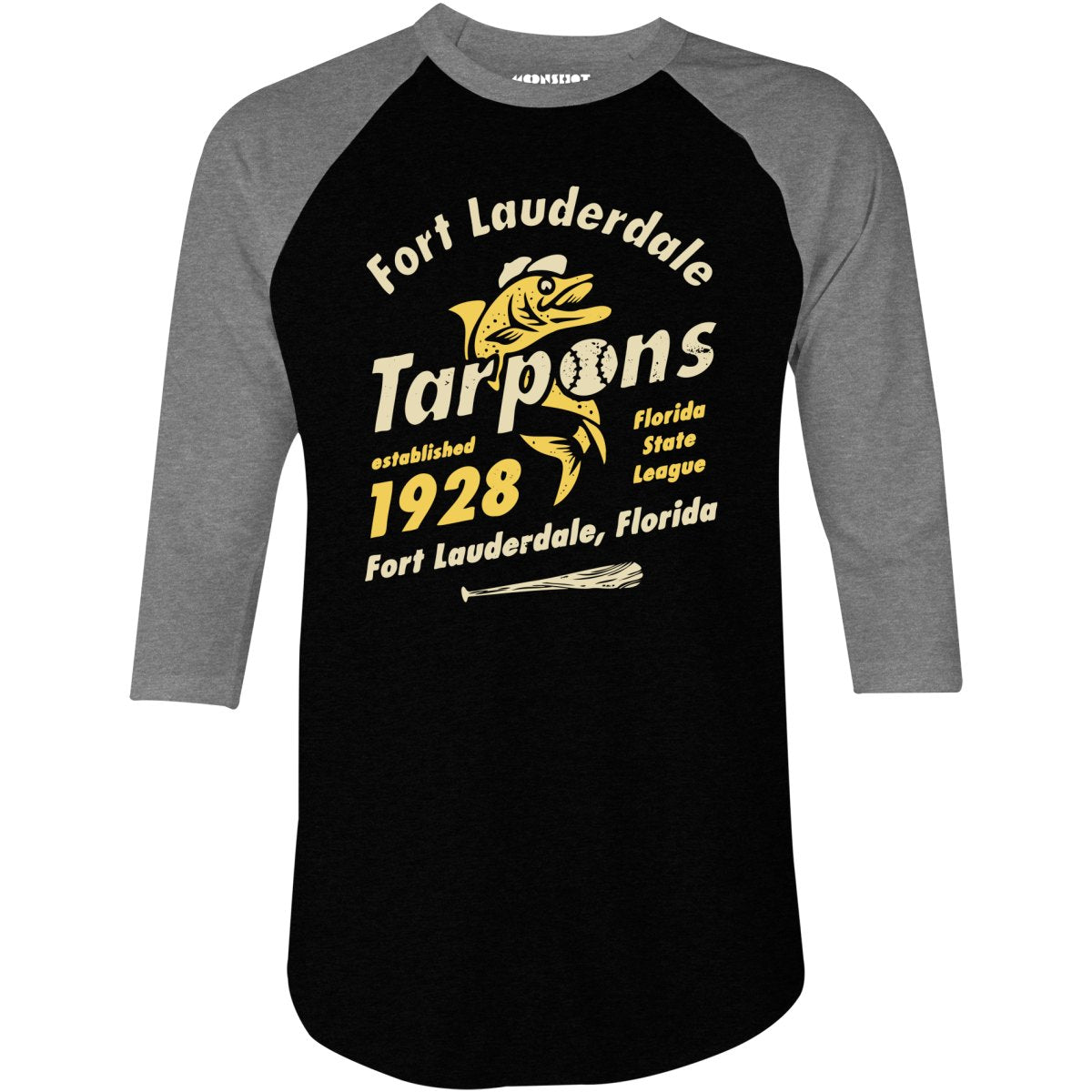 Fort Lauderdale Tarpons - Florida - Vintage Defunct Baseball Teams - 3/4 Sleeve Raglan T-Shirt