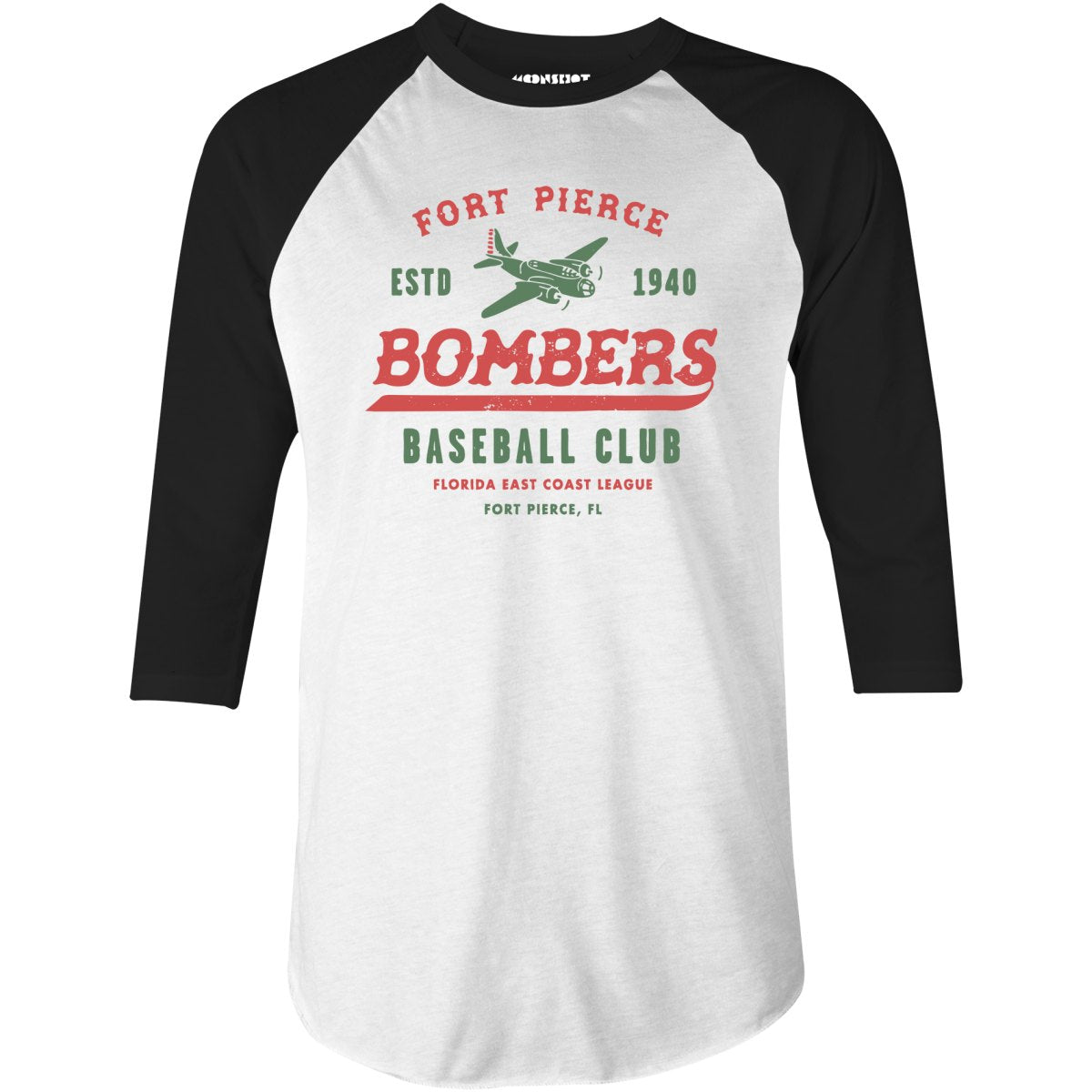 Fort Pierce Bombers - Florida - Vintage Defunct Baseball Teams - 3/4 Sleeve Raglan T-Shirt