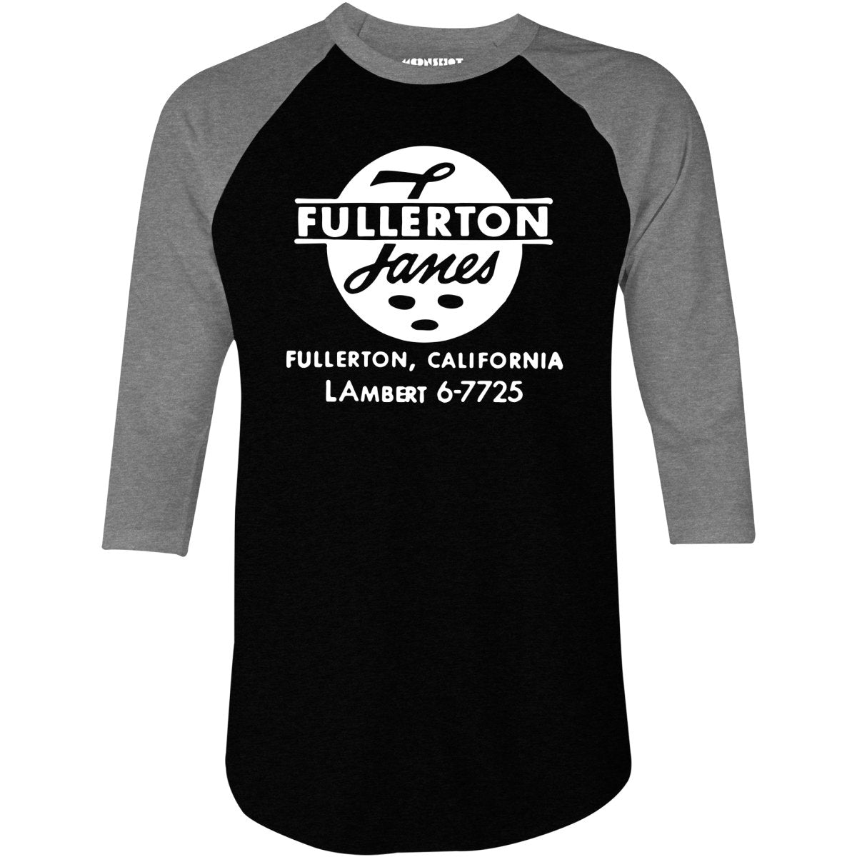 Fullerton Lanes - Fullerton, CA - Vintage Bowling Alley - 3/4 Sleeve Raglan T-Shirt