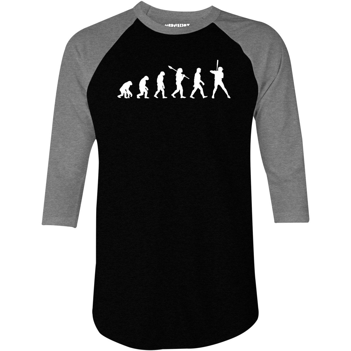 Funny Baseball Evolution - 3/4 Sleeve Raglan T-Shirt