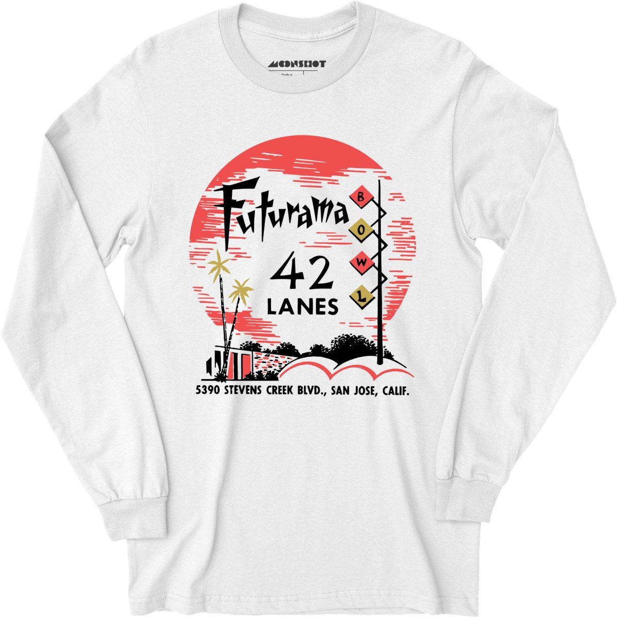 Futurama Lanes - San Jose, CA - Vintage Bowling Alley - Long Sleeve T-Shirt
