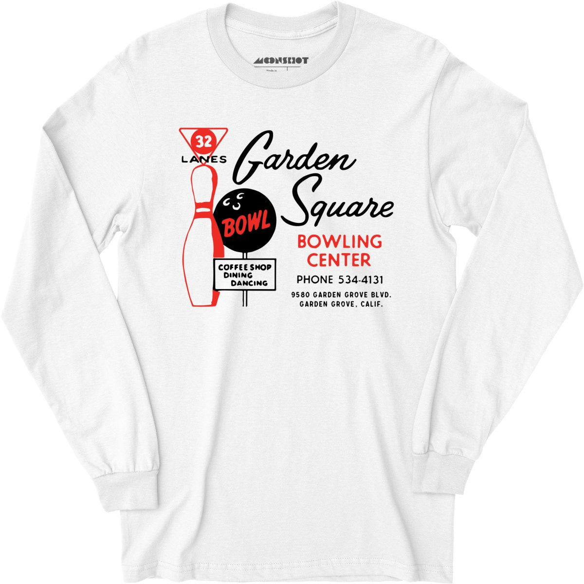 Garden Square Lanes - Garden Grove, CA - Vintage Bowling Alley - Long Sleeve T-Shirt