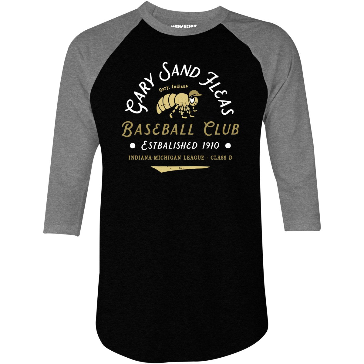 Gary Sand Fleas - Indiana - Vintage Defunct Baseball Teams - 3/4 Sleeve Raglan T-Shirt