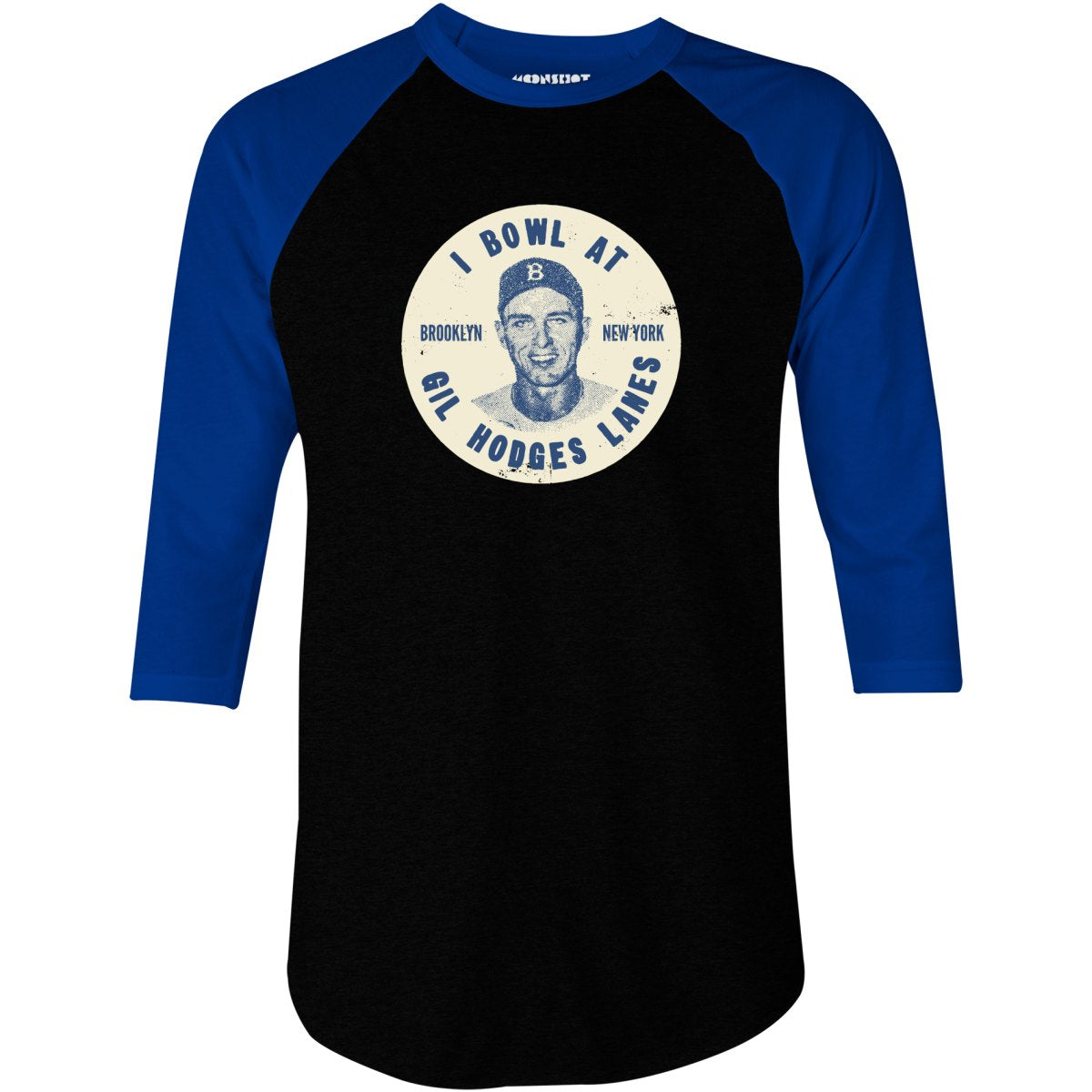 Gil Hodges Lanes - Brooklyn, NY - Vintage Bowling Alley - 3/4 Sleeve Raglan T-Shirt