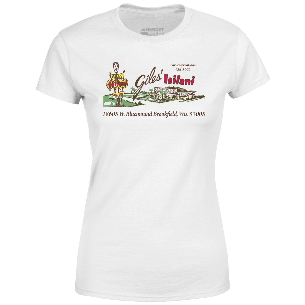 Giles' Leilani Village - Brookfield, WI - Vintage Tiki Bar - Women's T-Shirt