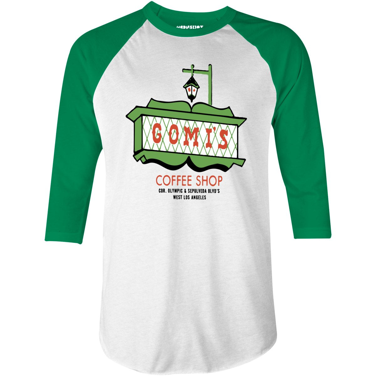 Gomi's Coffee Shop - Los Angeles, CA - Vintage Restaurant - 3/4 Sleeve Raglan T-Shirt