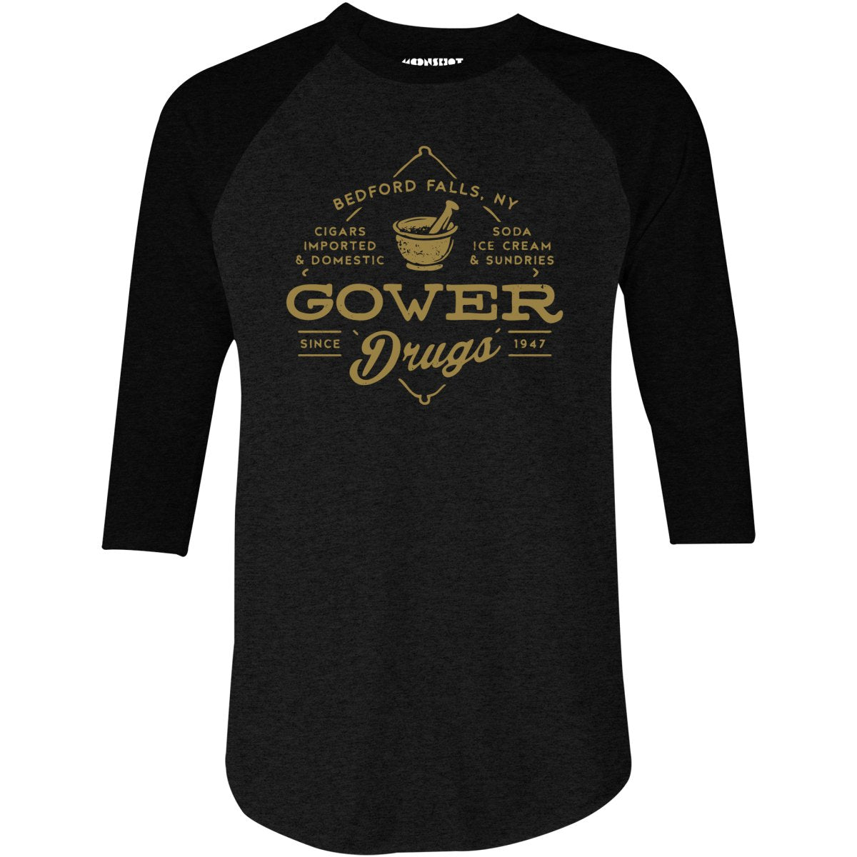 Gower Drugs - Bedford Falls, NY - 3/4 Sleeve Raglan T-Shirt