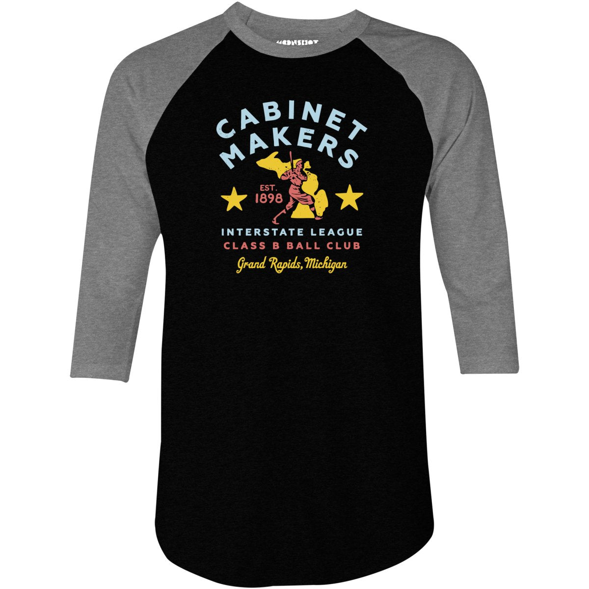 Grand Rapids Cabinet Makers - Michigan - Vintage Defunct Baseball Teams - 3/4 Sleeve Raglan T-Shirt