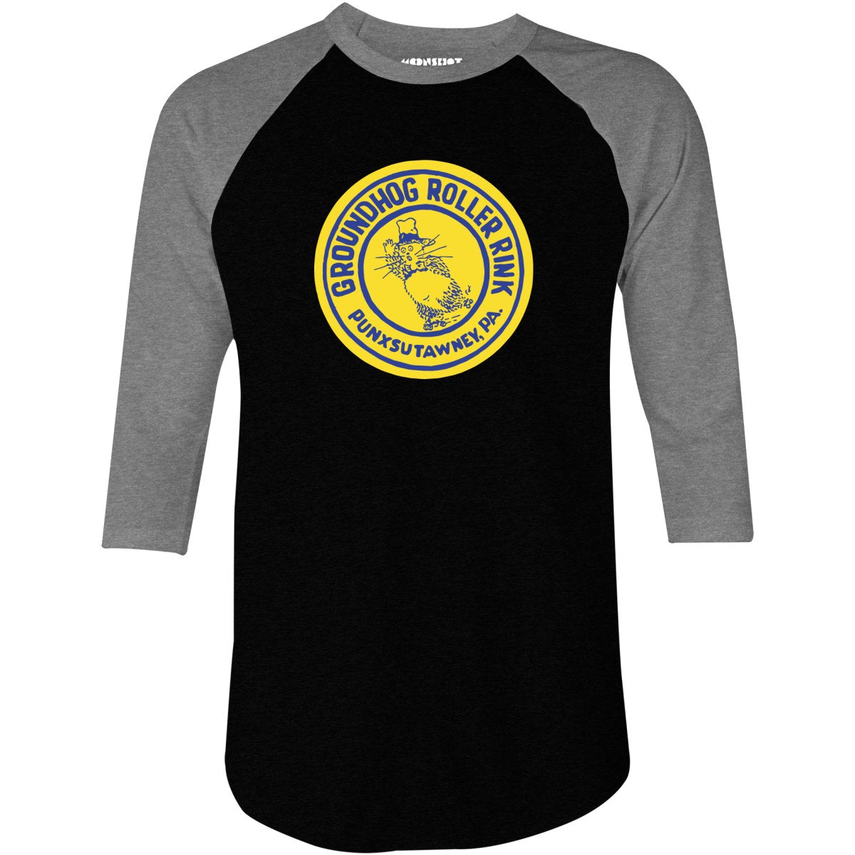 Groundhog Roller Rink - Punxsutawney, PA - Vintage Roller Rink - 3/4 Sleeve Raglan T-Shirt