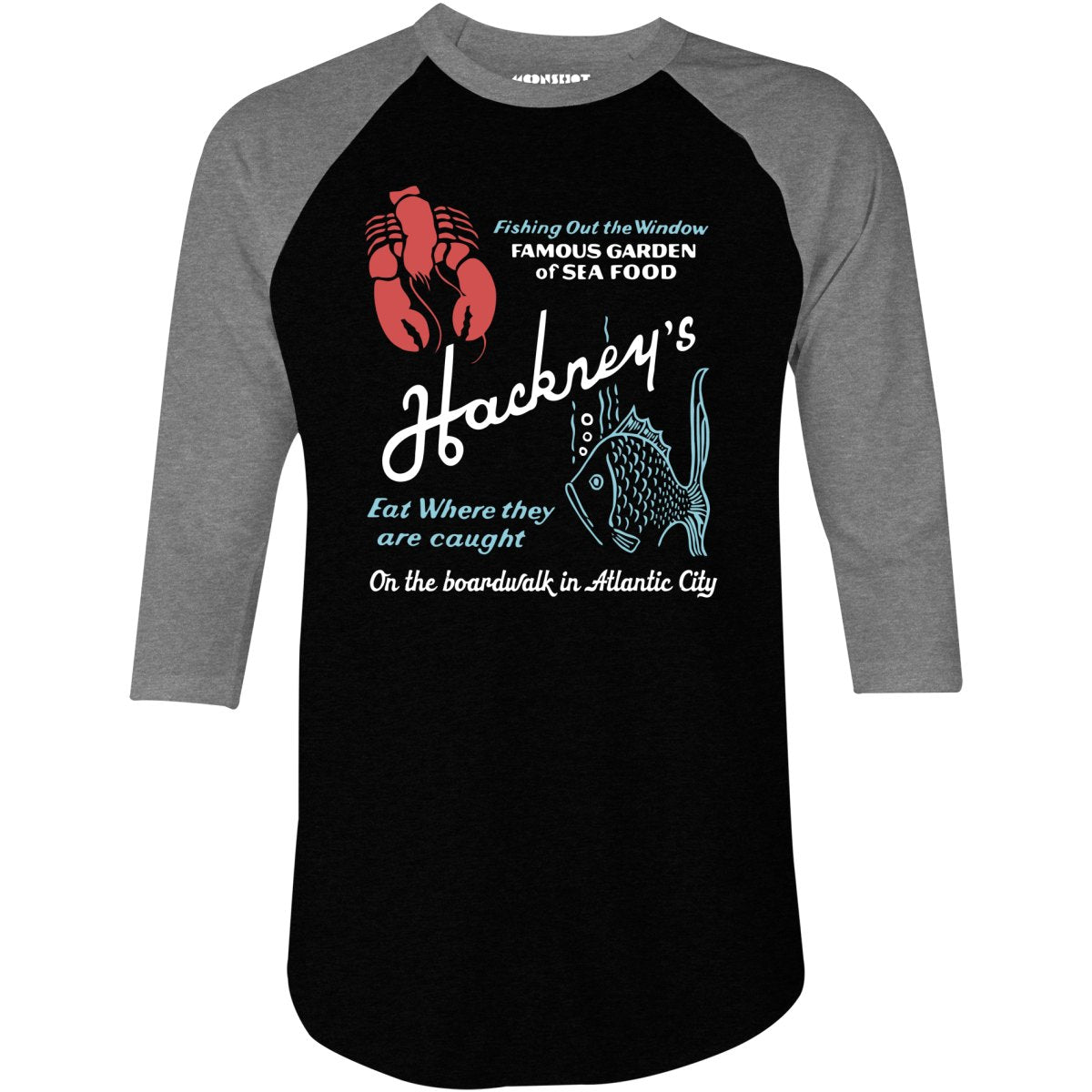 Hackney's - Atlantic City, NJ - Vintage Restaurant - 3/4 Sleeve Raglan T-Shirt