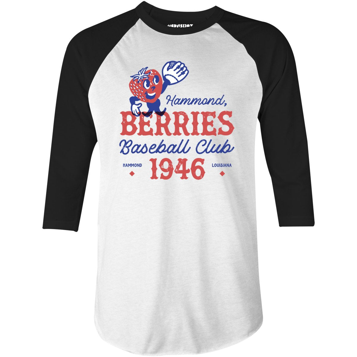 Hammond Berries - Louisiana - Vintage Defunct Baseball Teams - 3/4 Sleeve Raglan T-Shirt
