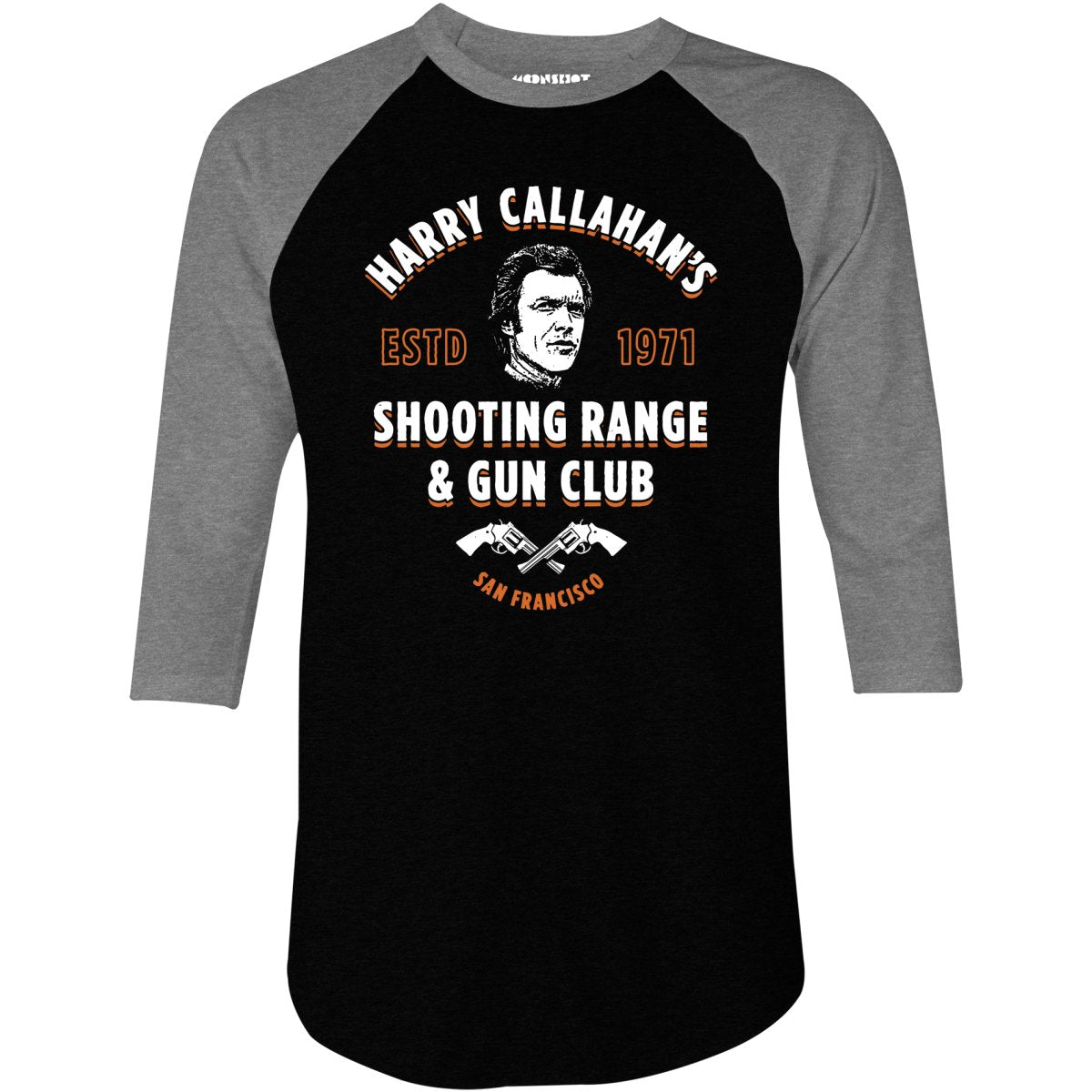 Harry Callahan's Shooting Range & Gun Club - 3/4 Sleeve Raglan T-Shirt