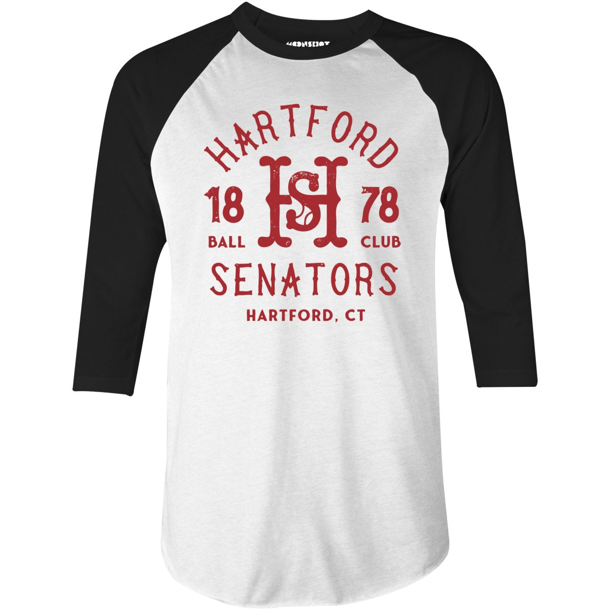 Hartford Senators - Connecticut - Vintage Defunct Baseball Teams - 3/4 Sleeve Raglan T-Shirt