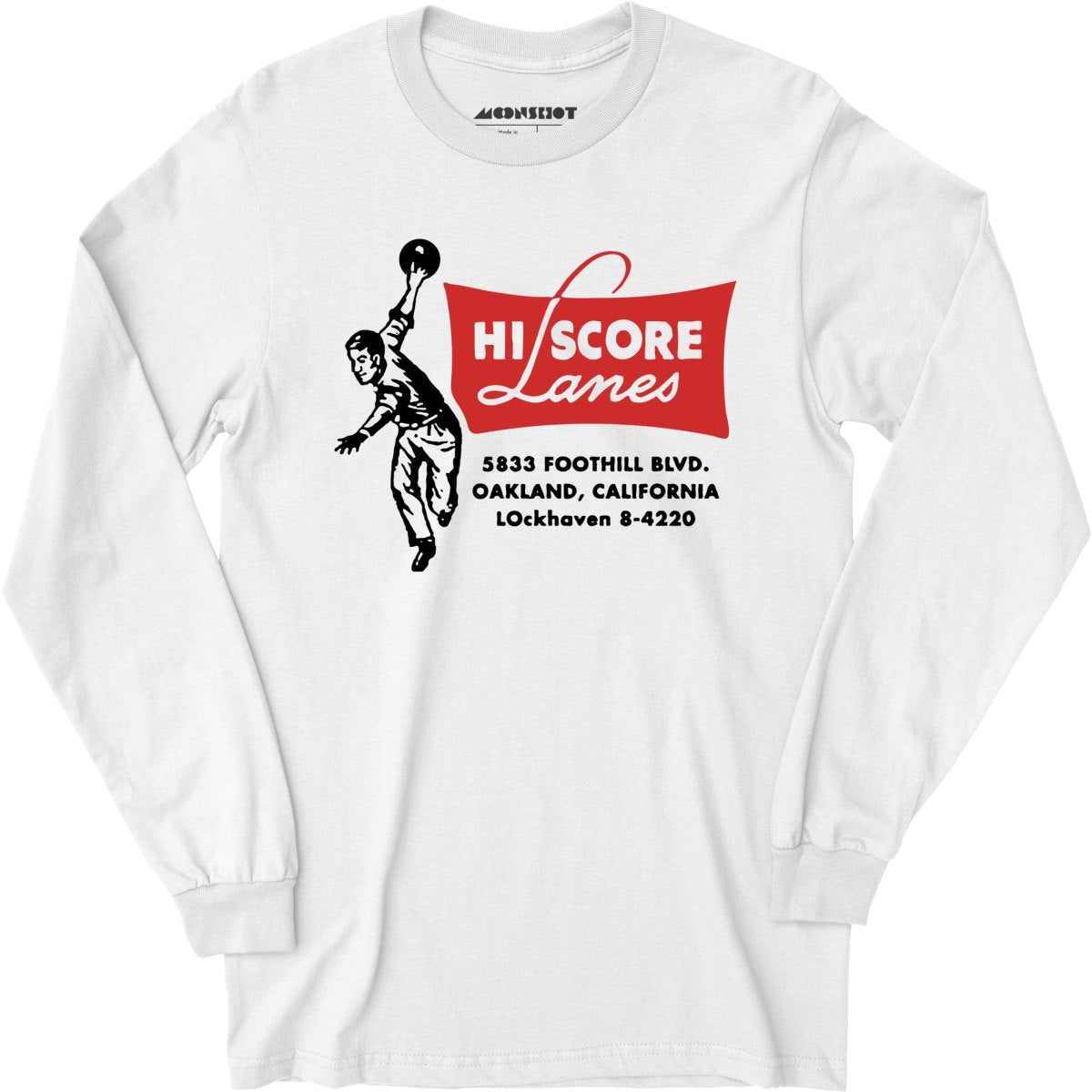Hi Score Lanes - Oakland, CA - Vintage Bowling Alley - Long Sleeve T-Shirt