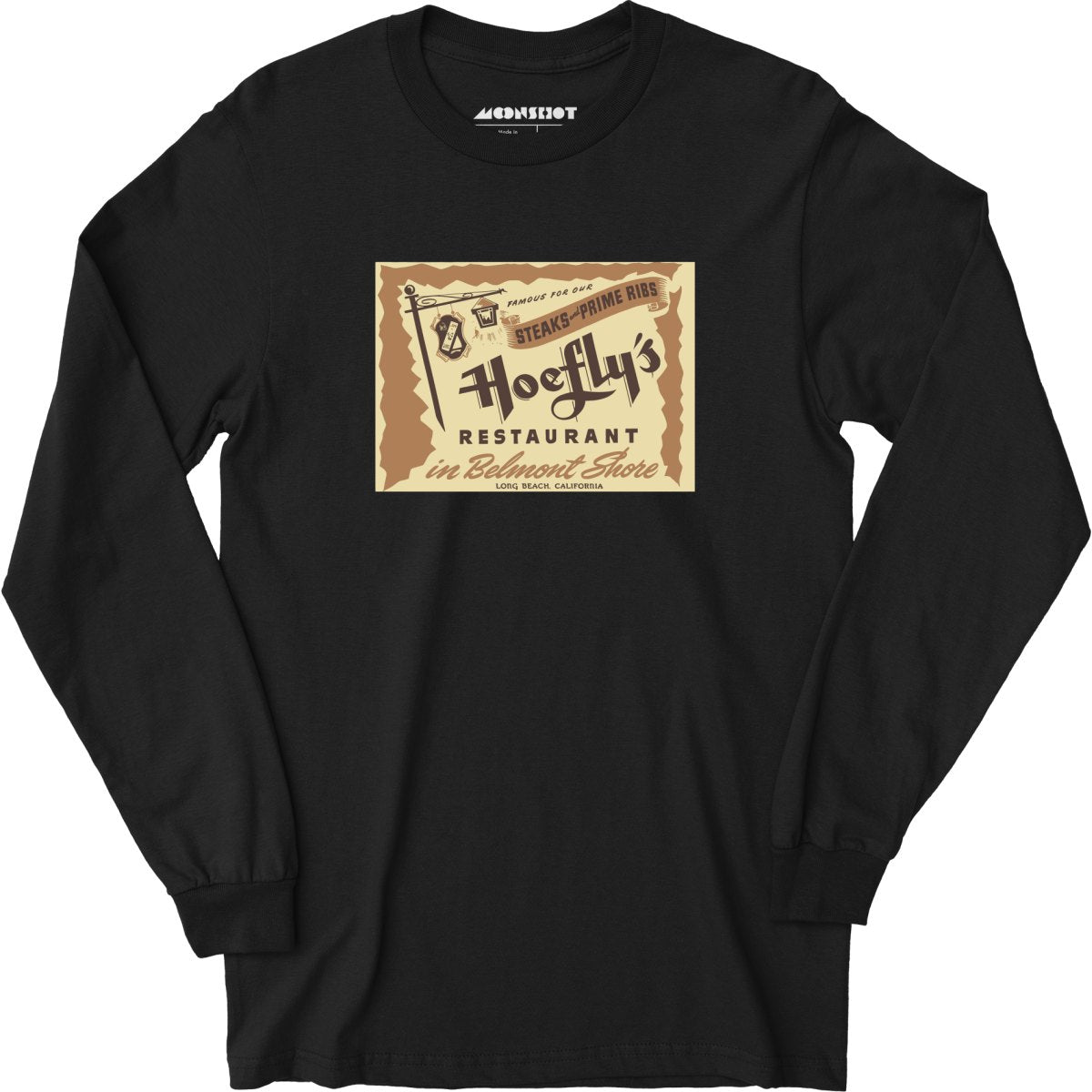 Hoefly's - Belmont Shore, CA - Vintage Restaurant - Long Sleeve T-Shirt