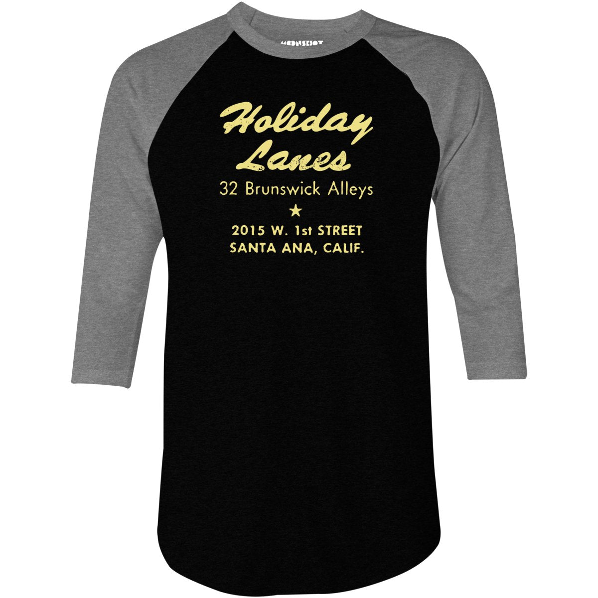 Holiday Lanes - Santa Ana, CA - Vintage Bowling Alley - 3/4 Sleeve Raglan T-Shirt