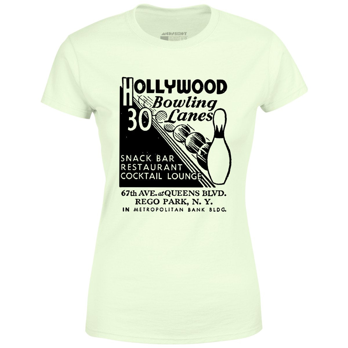 Hollywood Bowling Lanes - Rego Park, NY - Vintage Bowling Alley - Women's T-Shirt