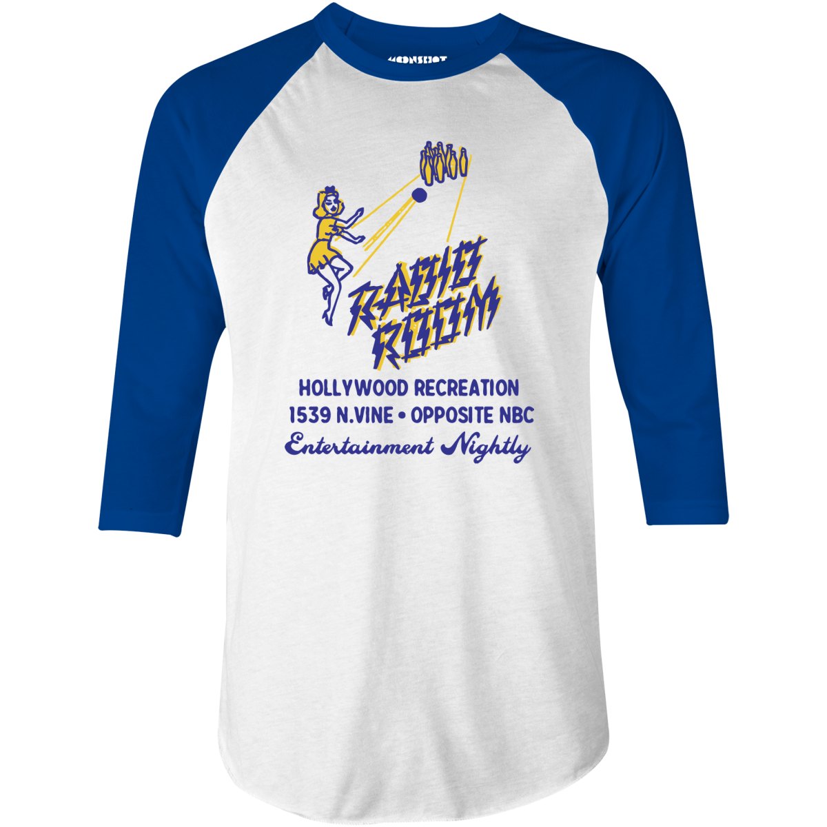 Hollywood Recreation Center - Hollywood, CA - Vintage Bowling Alley - 3/4 Sleeve Raglan T-Shirt