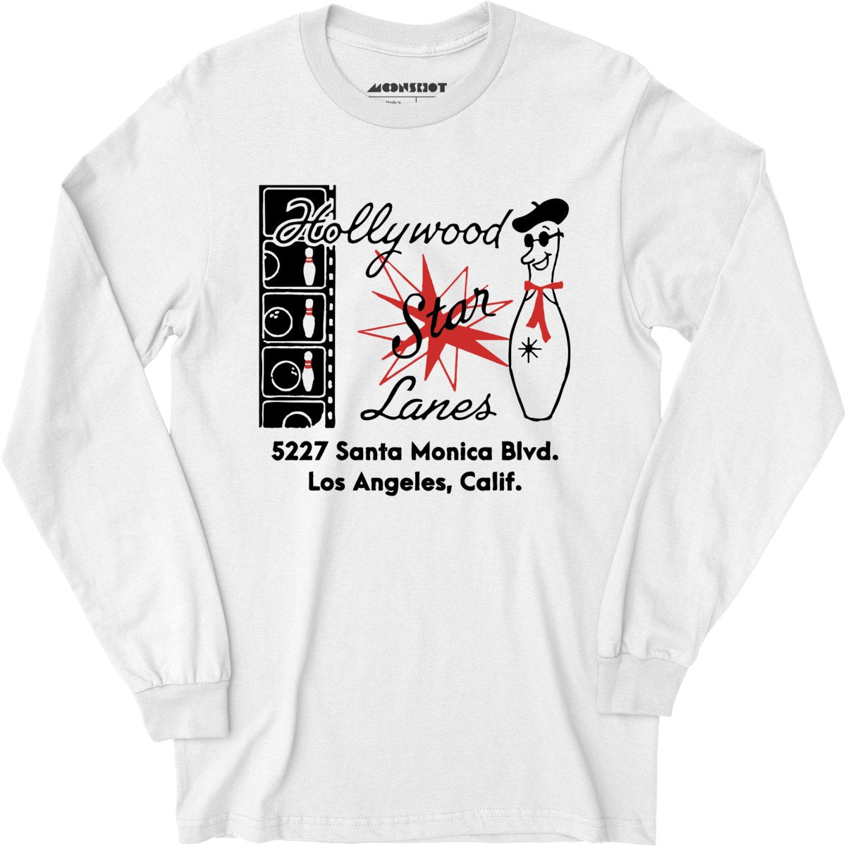 Hollywood Star Lanes - Los Angeles, CA - Vintage Bowling Alley - Long Sleeve T-Shirt