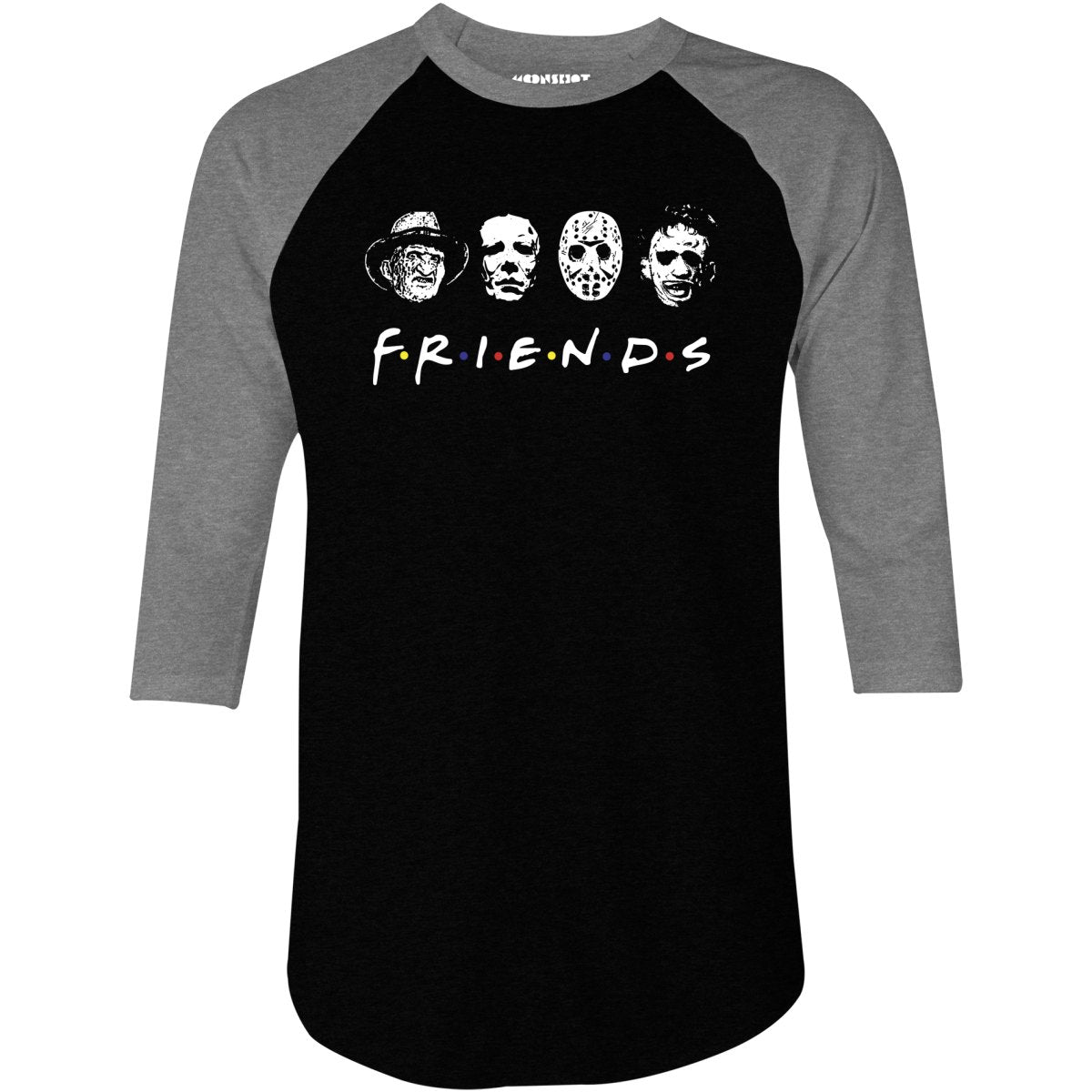 Horror Friends Mashup Parody - 3/4 Sleeve Raglan T-Shirt