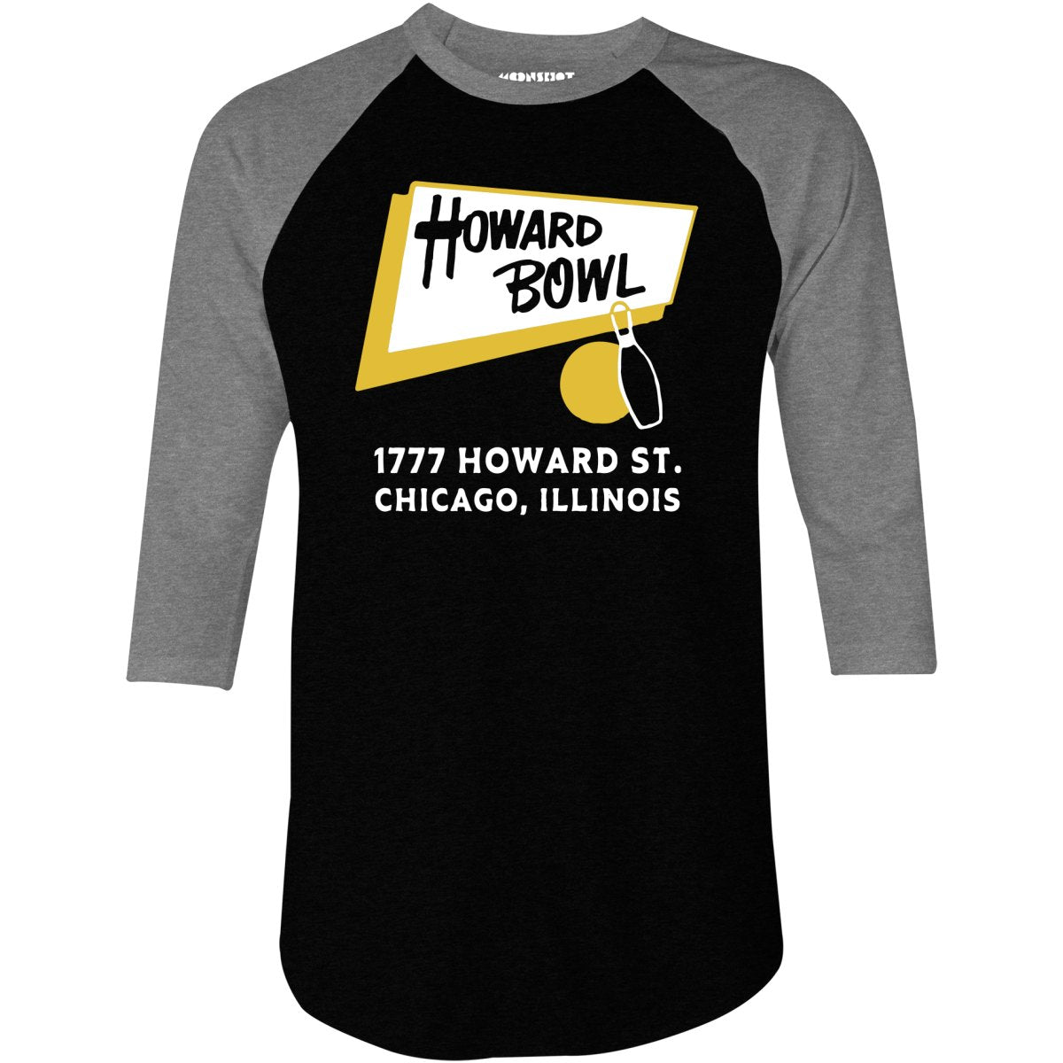 Howard Bowl - Chicago, IL - Vintage Bowling Alley - 3/4 Sleeve Raglan T-Shirt