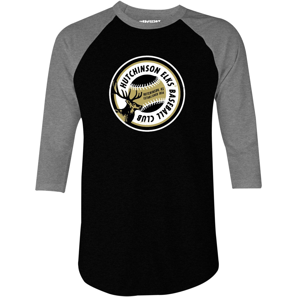 Hutchinson Elks - Kansas - Vintage Defunct Baseball Teams - 3/4 Sleeve Raglan T-Shirt
