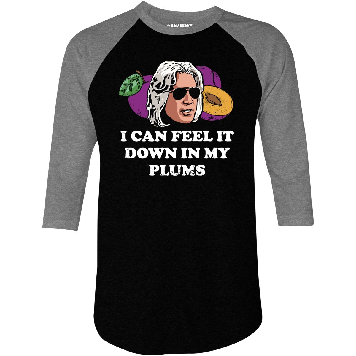 I Can Feel it Down in My Plums - 3/4 Sleeve Raglan T-Shirt