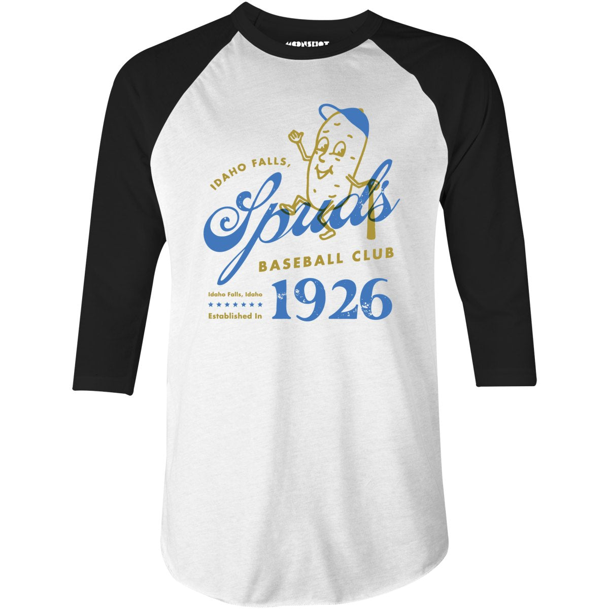 Idaho Falls Spuds - Idaho - Vintage Defunct Baseball Teams - 3/4 Sleeve Raglan T-Shirt