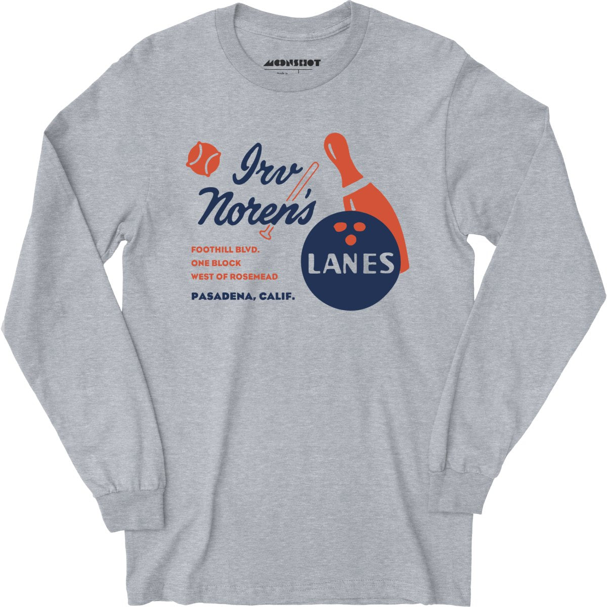 Irv Noren's Lanes - Pasadena, CA - Vintage Bowling Alley - Long Sleeve T-Shirt
