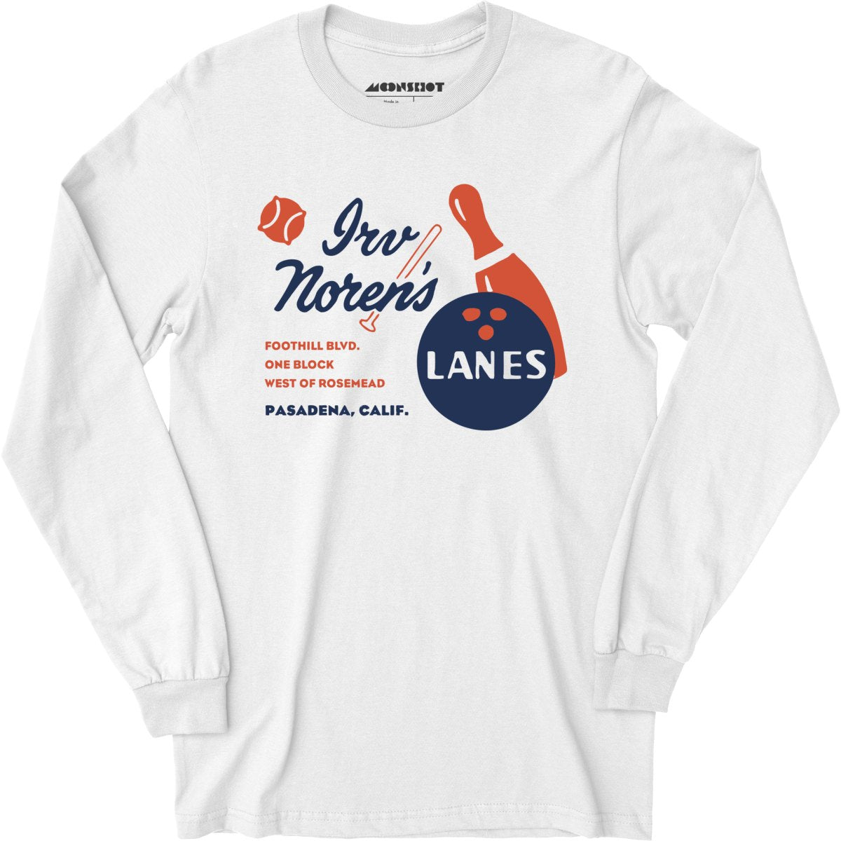Irv Noren's Lanes - Pasadena, CA - Vintage Bowling Alley - Long Sleeve T-Shirt