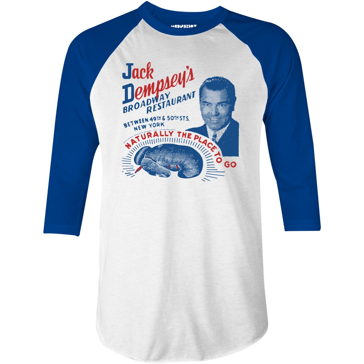 Jack Dempsey's v1 - Manhattan, NY - Vintage Restaurant - 3/4 Sleeve Raglan T-Shirt